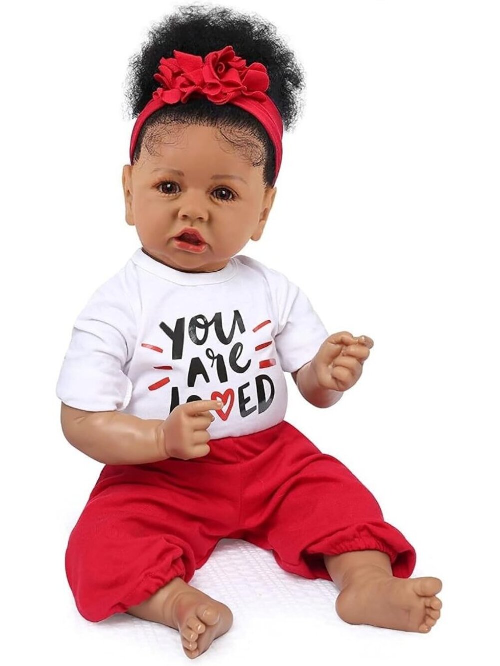 20 Inch Lifelike Real Life African American Newborn Doll with Soft Cloth Body